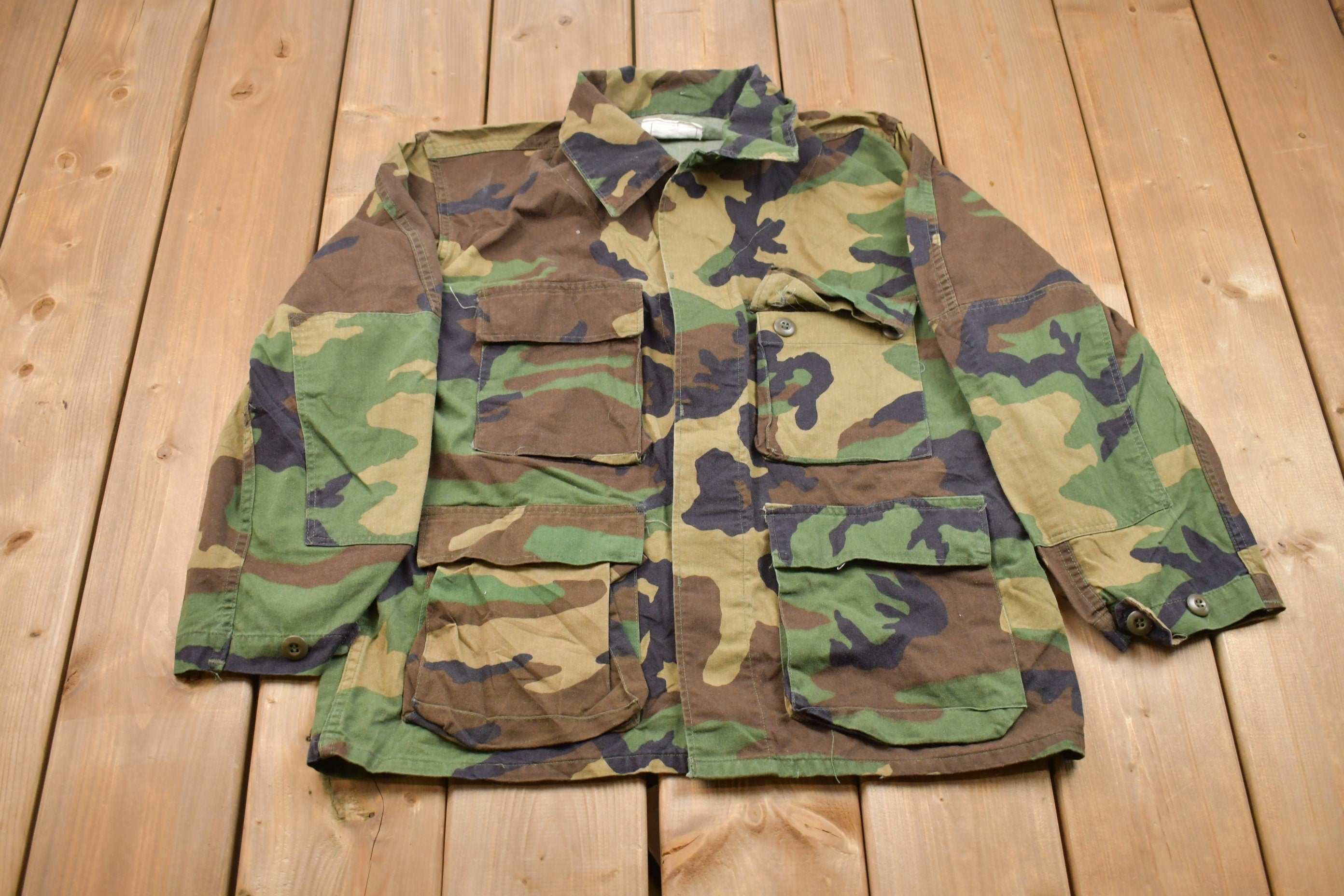 2001 Vintage Military Camo Button Up Jacket
