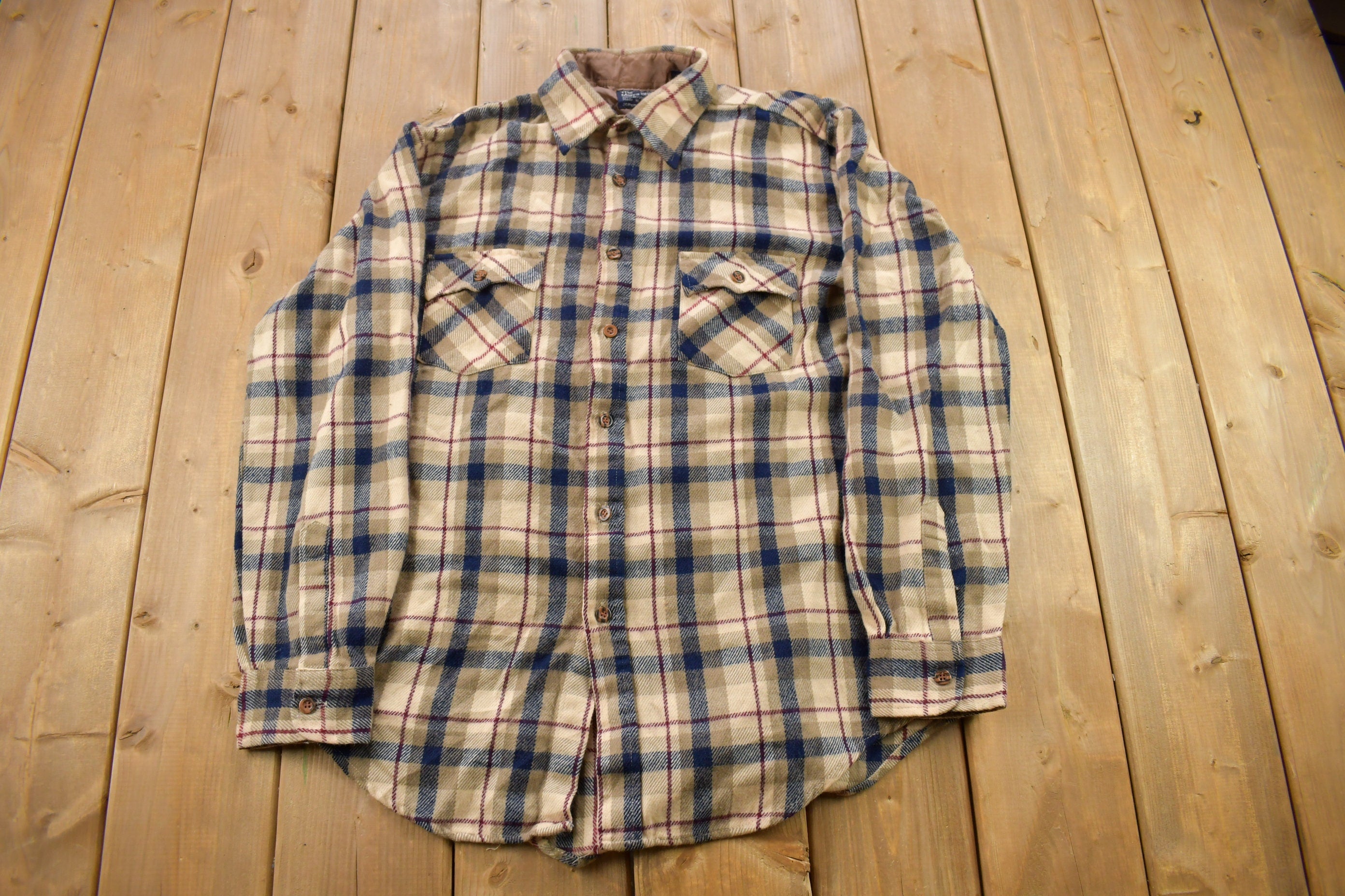 Vintage 1980s JC Penney The Men's Shop Plaid Flannel Button Up Shirt