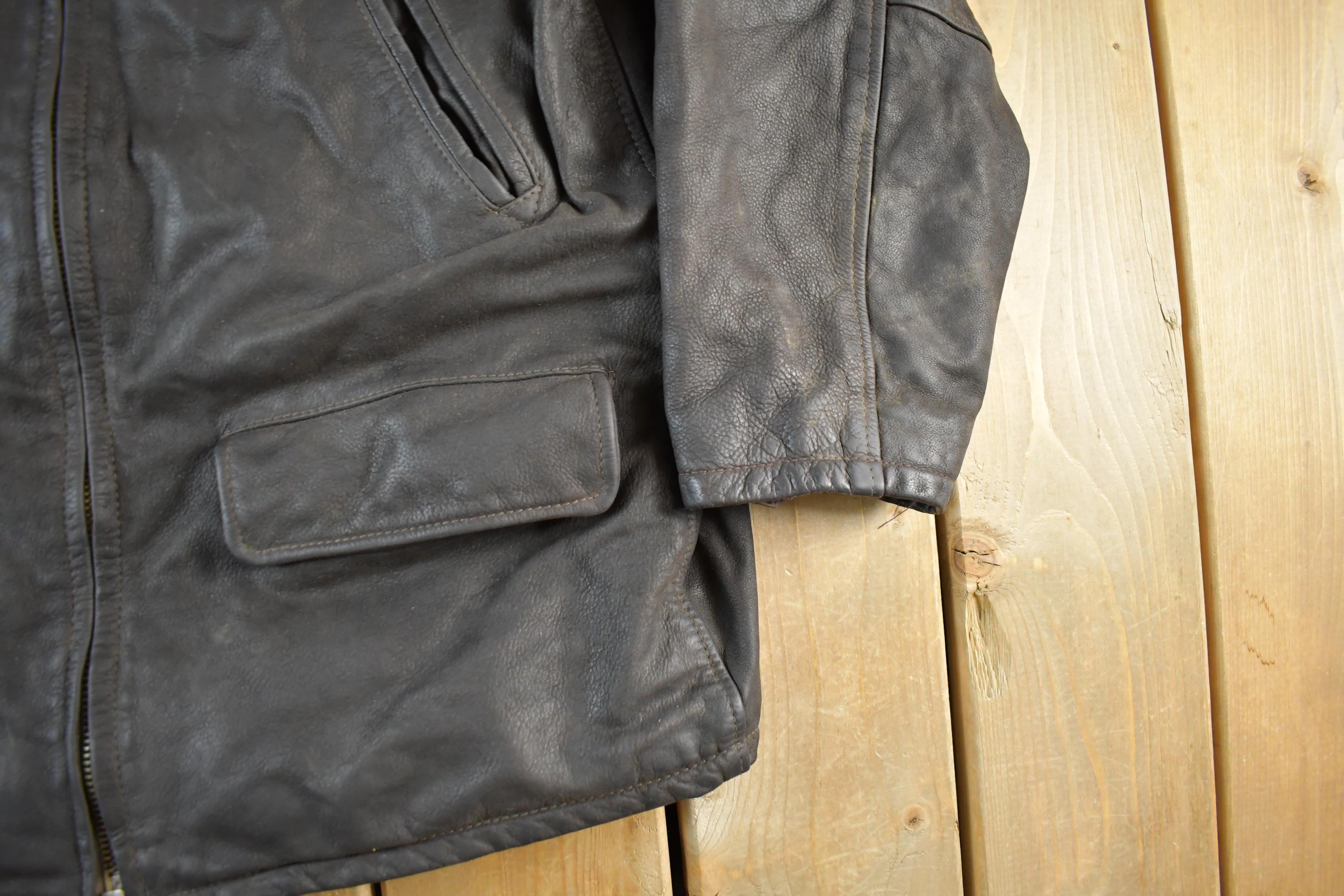 Vintage 1980s Lined Leather Jacket Women's Large