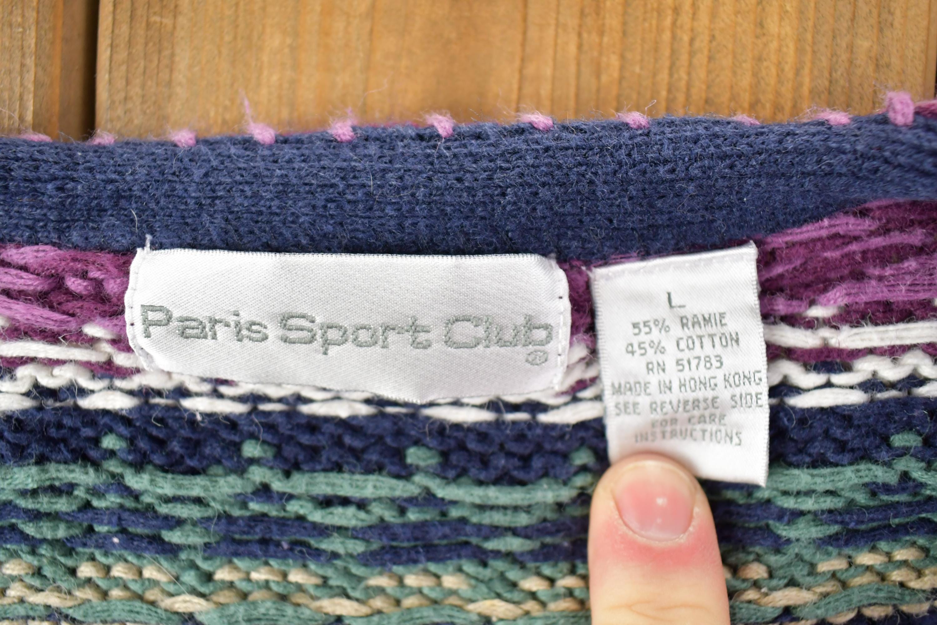 Vintage 1990s Paris Sport Club Knit Cardigan Sweater