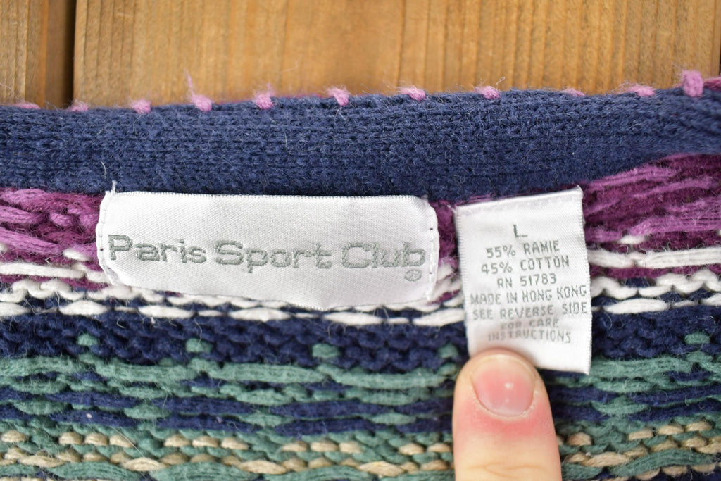 Vintage 1990s Paris Sport Club Knit Cardigan Sweater