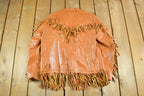Vintage 1970s 1980s Leather Western Fringe Jacket Womens XS-S  Cowgirl Tassles Country  Fall Outerwear Leather Coat