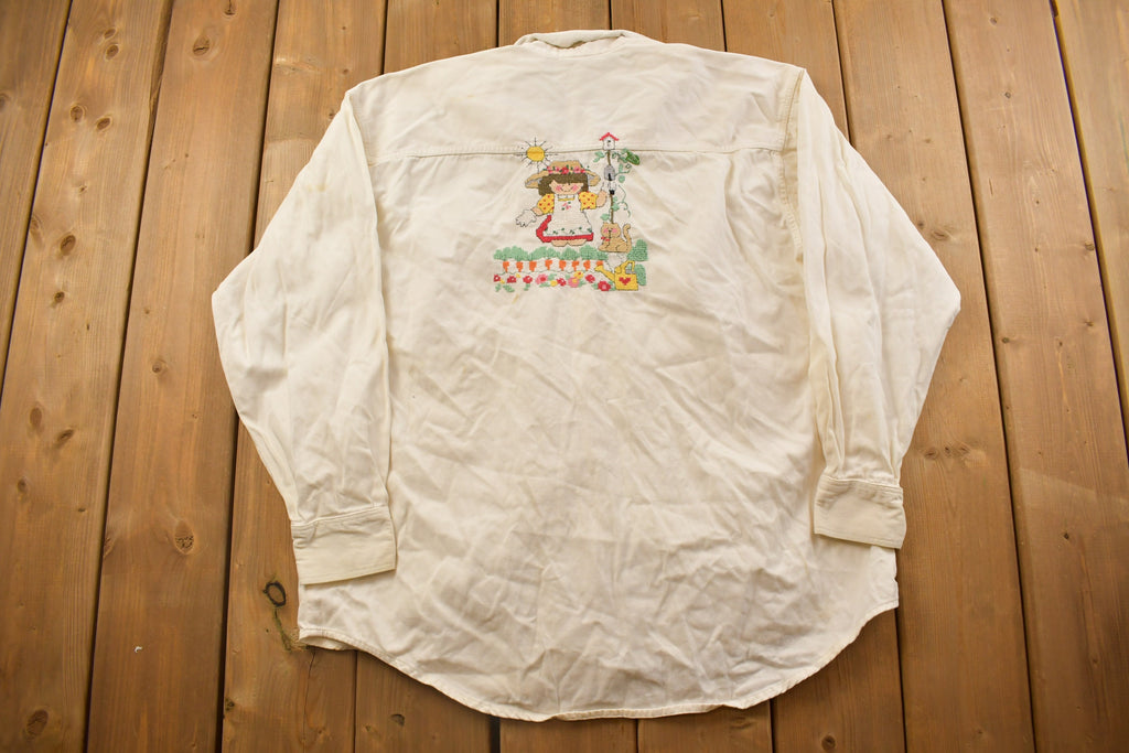 Vintage 1990s Boundary Waters Cute Farmer Button Up Shirt /