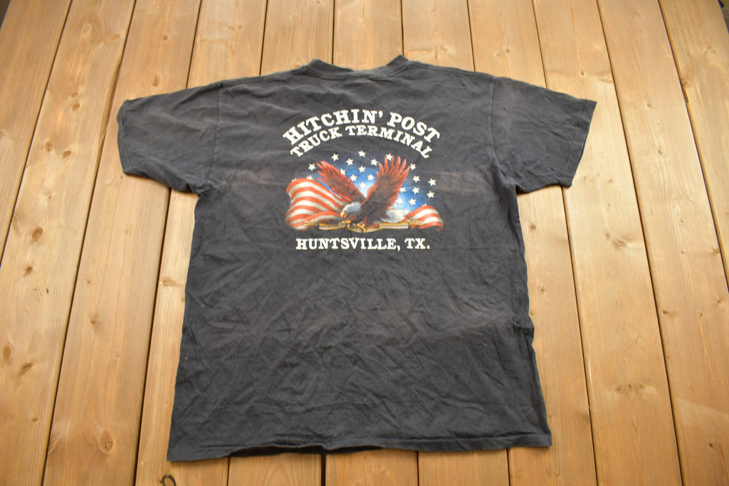 Vintage 1993 Hitchin' Post Truck Terminal 3D Emblem T-Shirt