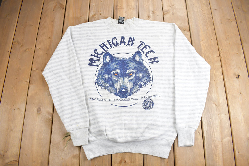 Vintage 1990s Michigan Tech University Collegiate Crewneck / NCAA Sweatshirt / Sportswear / Americana / Made In USA