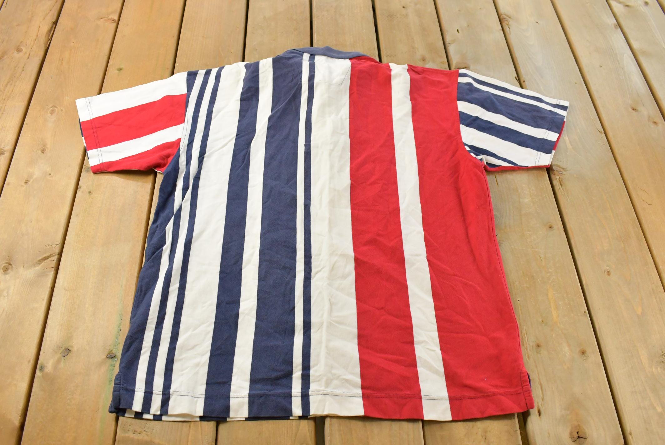 Vintage 1990s Nautica Striped Polo Shirt Men's XL / 90s Polo Shirt / Souvenir / Athleisure / Streetwear / Preppy / Nautical Sailing