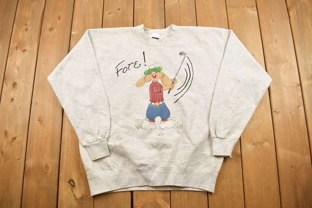 Vintage 1990s Rabbit Golfing Cute Crewneck Sweater