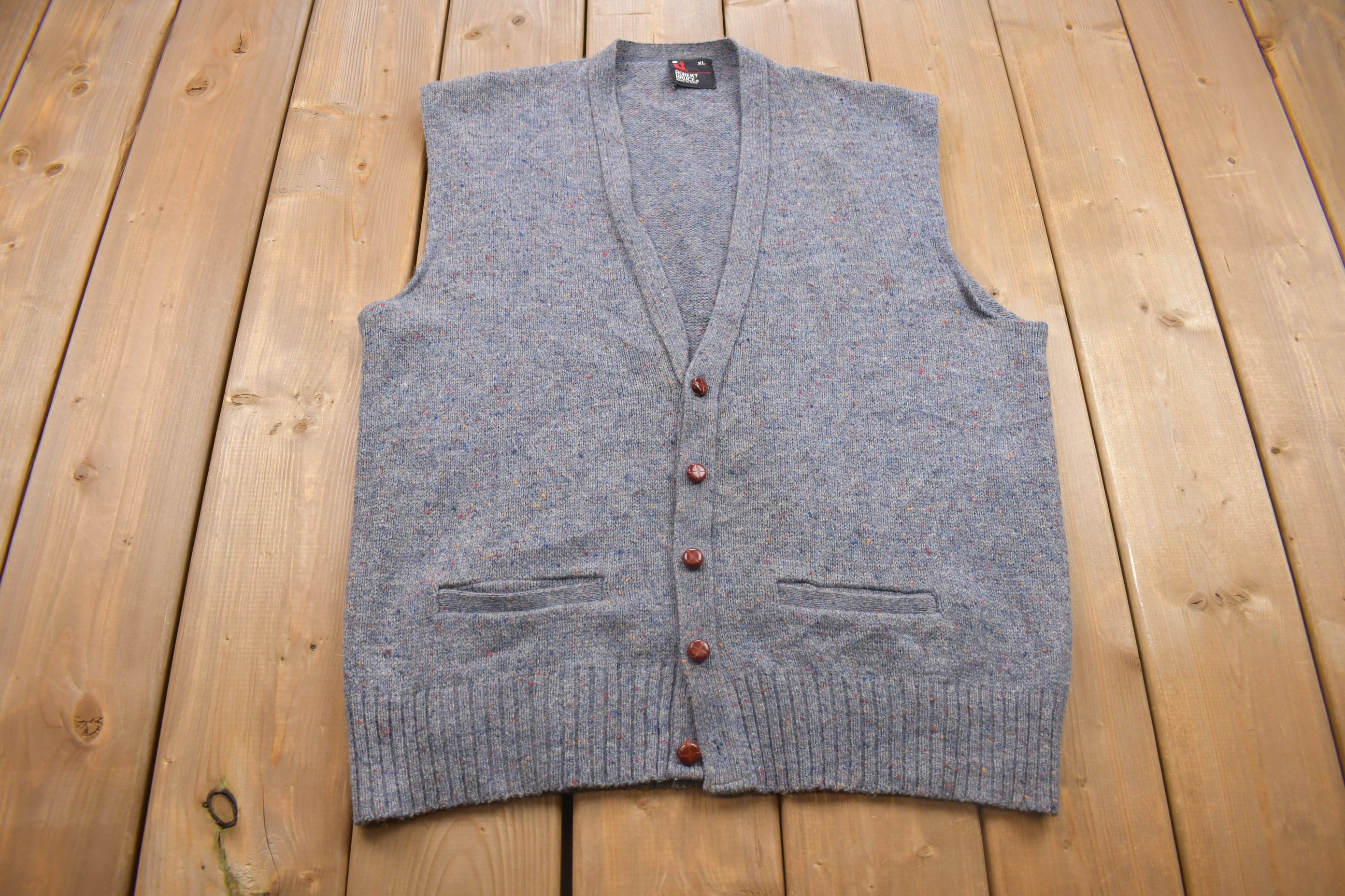 Vintage 1990s Robert Bruce Knitted Button Up Sweater Vest