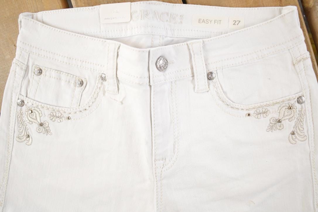 Vintage Deadstock Y2K Grace In LA Bedazzled Bootcut Low Rise Jeans Women's Size 26 x 32