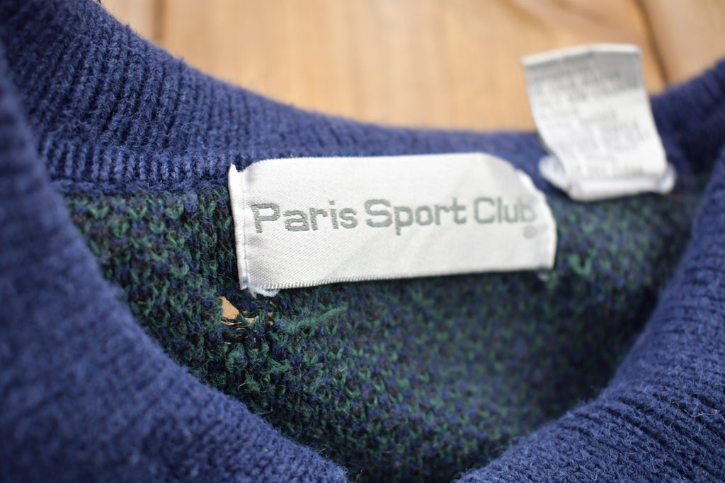 Vintage 1990s Plaid Knitted Button Up Collared Sweater