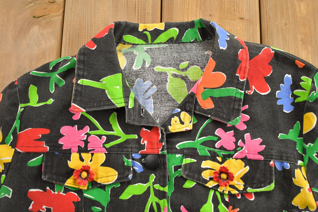 Vintage 1990s Floral Denim Jean Jacket