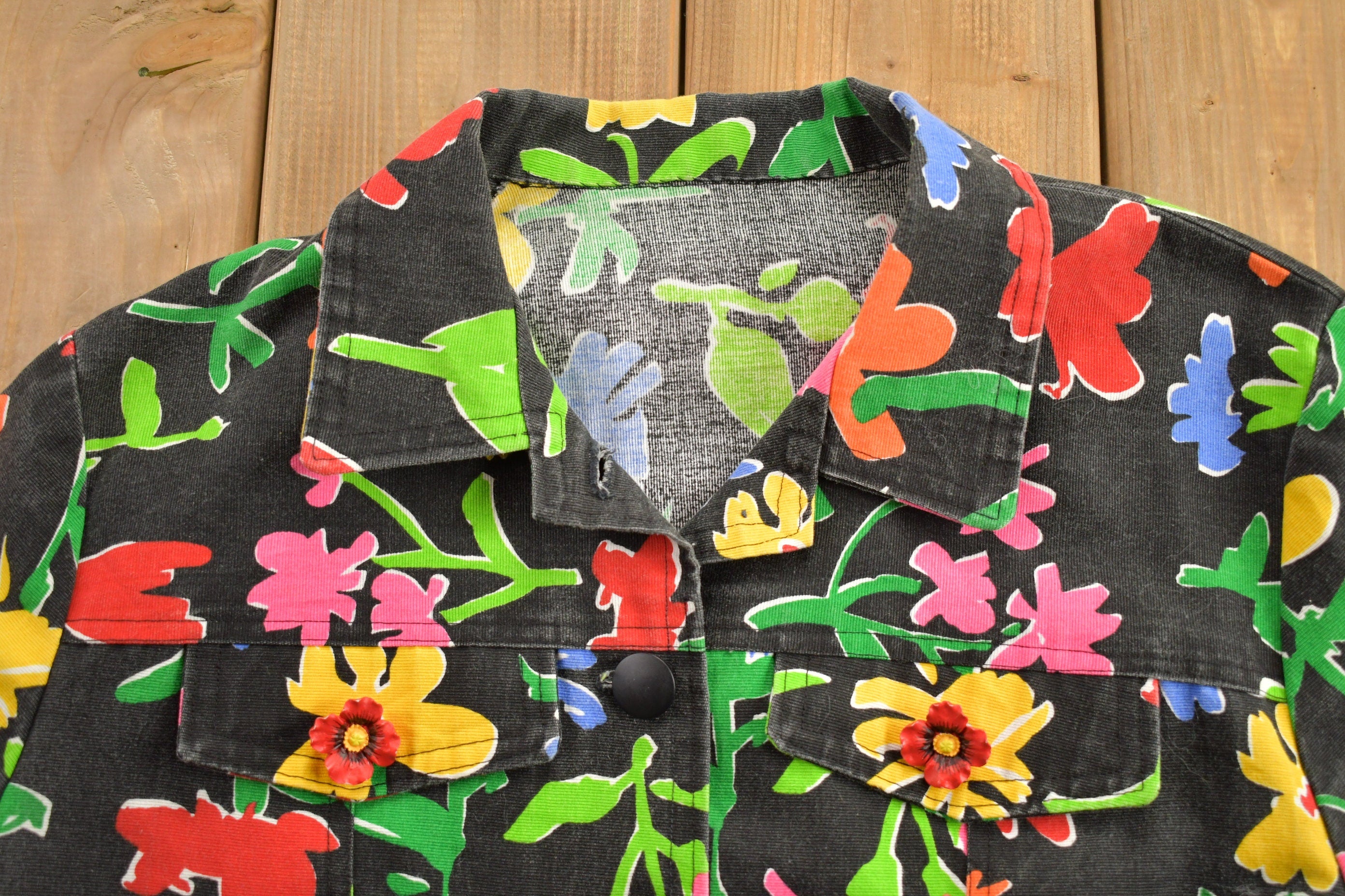 Vintage 1990s Floral Denim Jean Jacket