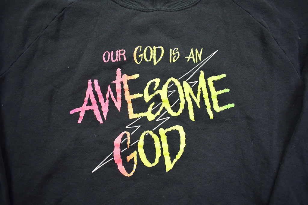 Vintage 1990s Our God is an Awesome God Crewneck Sweatshirt Made In USA Jerzees