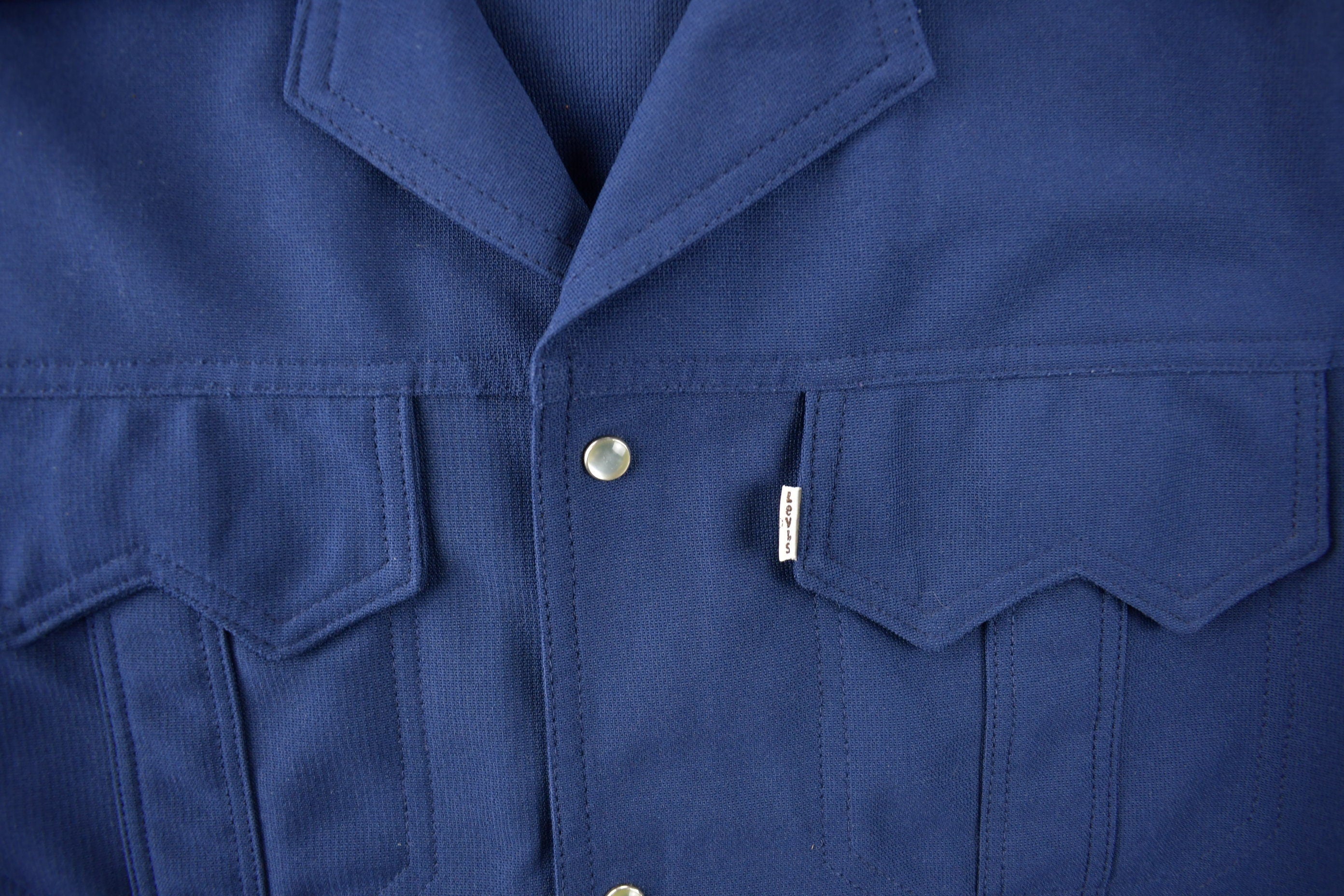 Vintage 1970s Levi's Western Style Pearl Snap Button Up Shirt Made in USA Size M