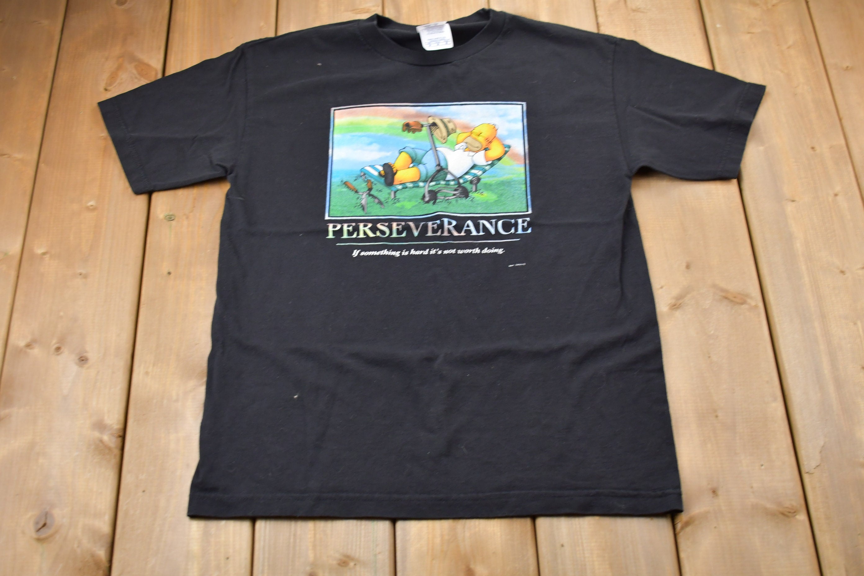Vintage 1990 Perseverance Homer Simpson Graphic T-Shirt