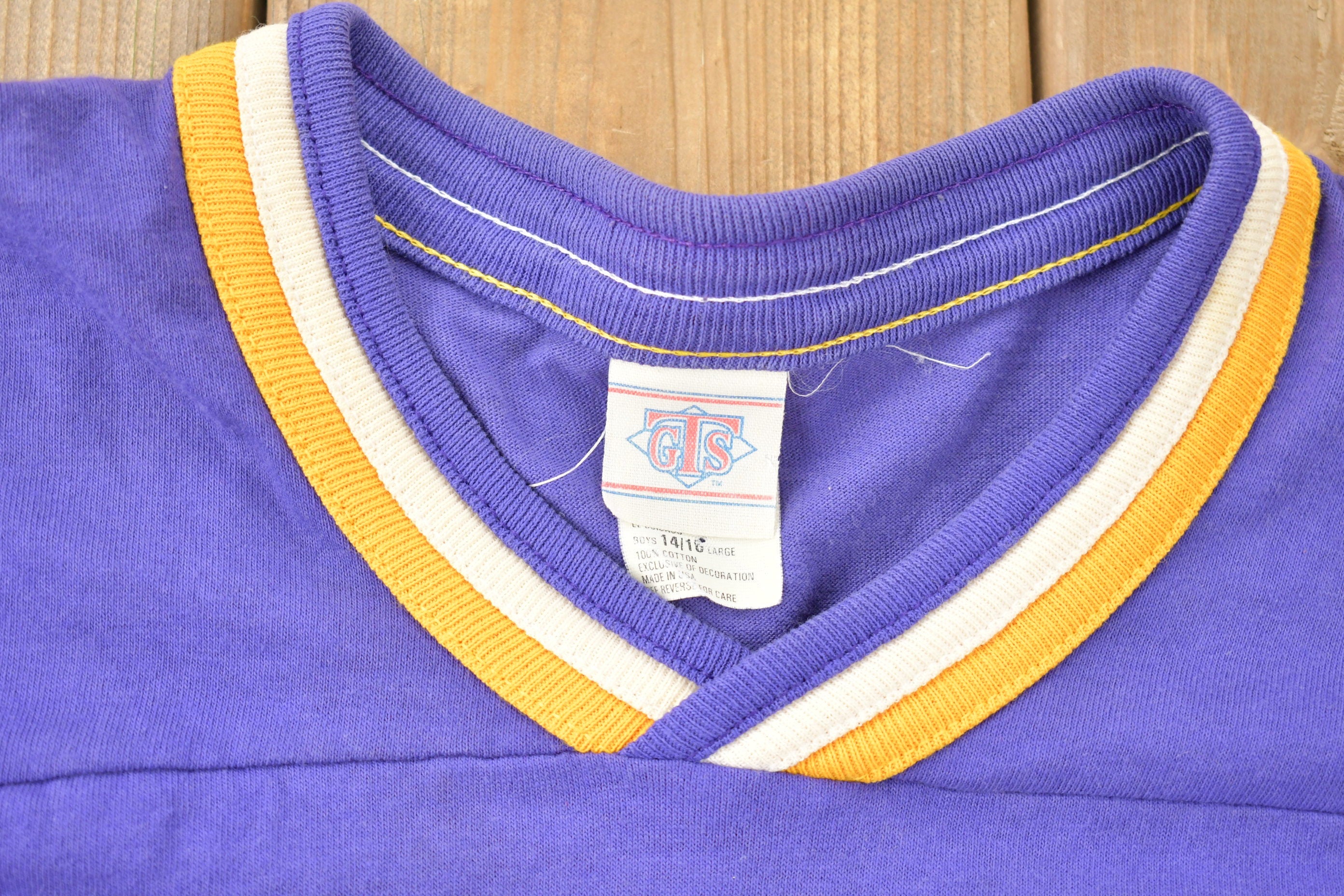 Vintage 1990s Minnesota Vikings V Neck Ringer NFL Graphic T-Shirt