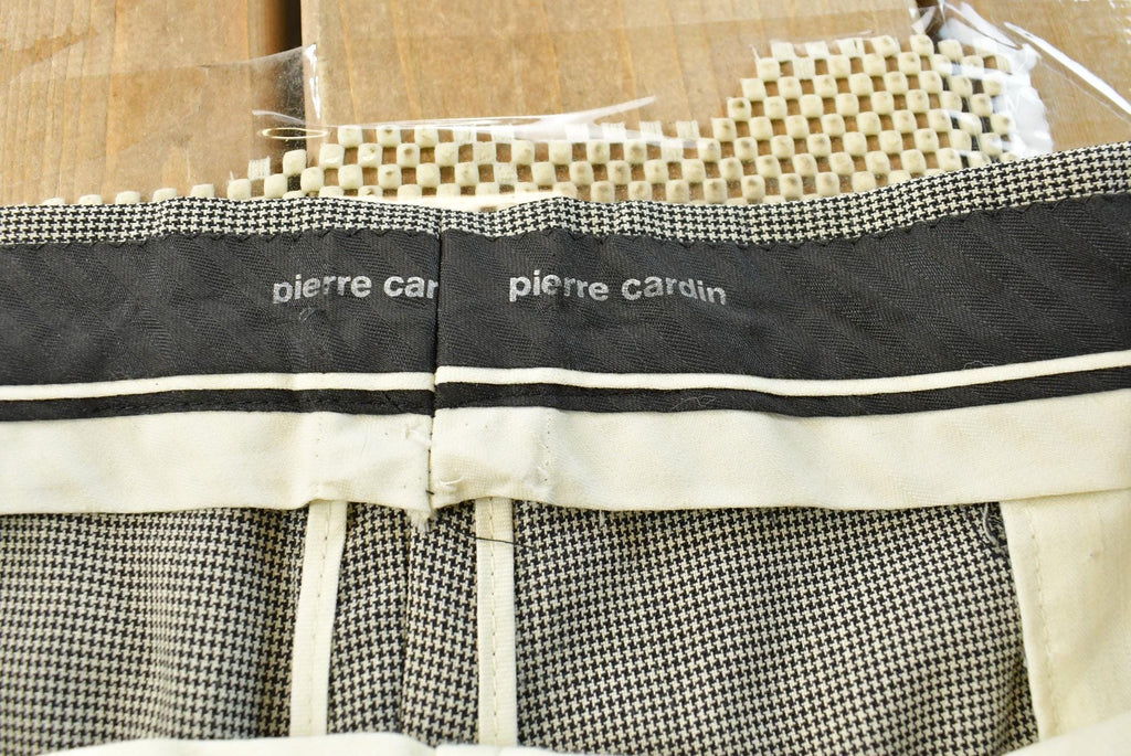 Vintage 1980s Pierre Cardin Houndstooth Pleated Wool Trousers Size 39 x 28.5