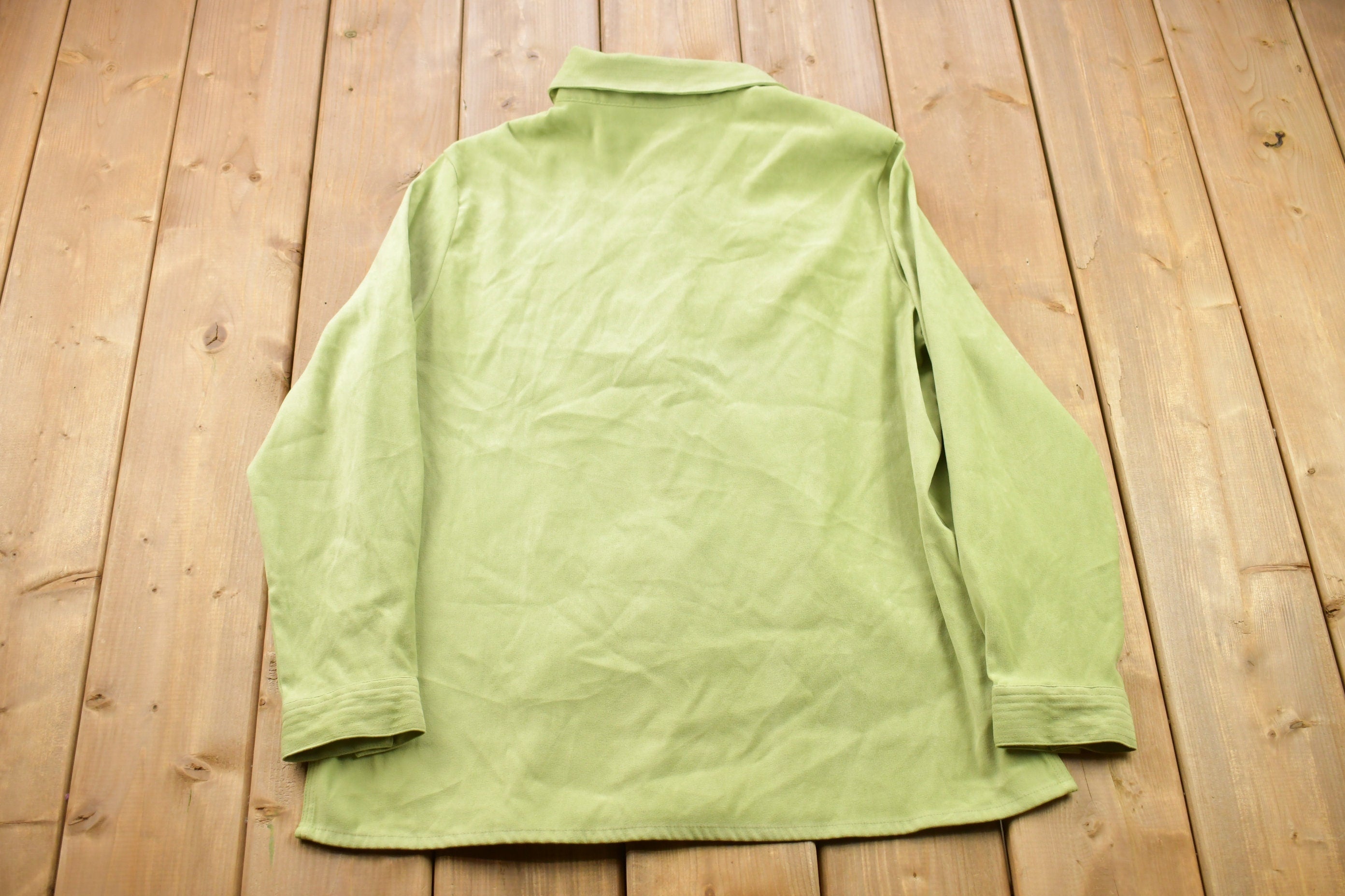 Vintage 1990s Blank Green Button Up Shirt