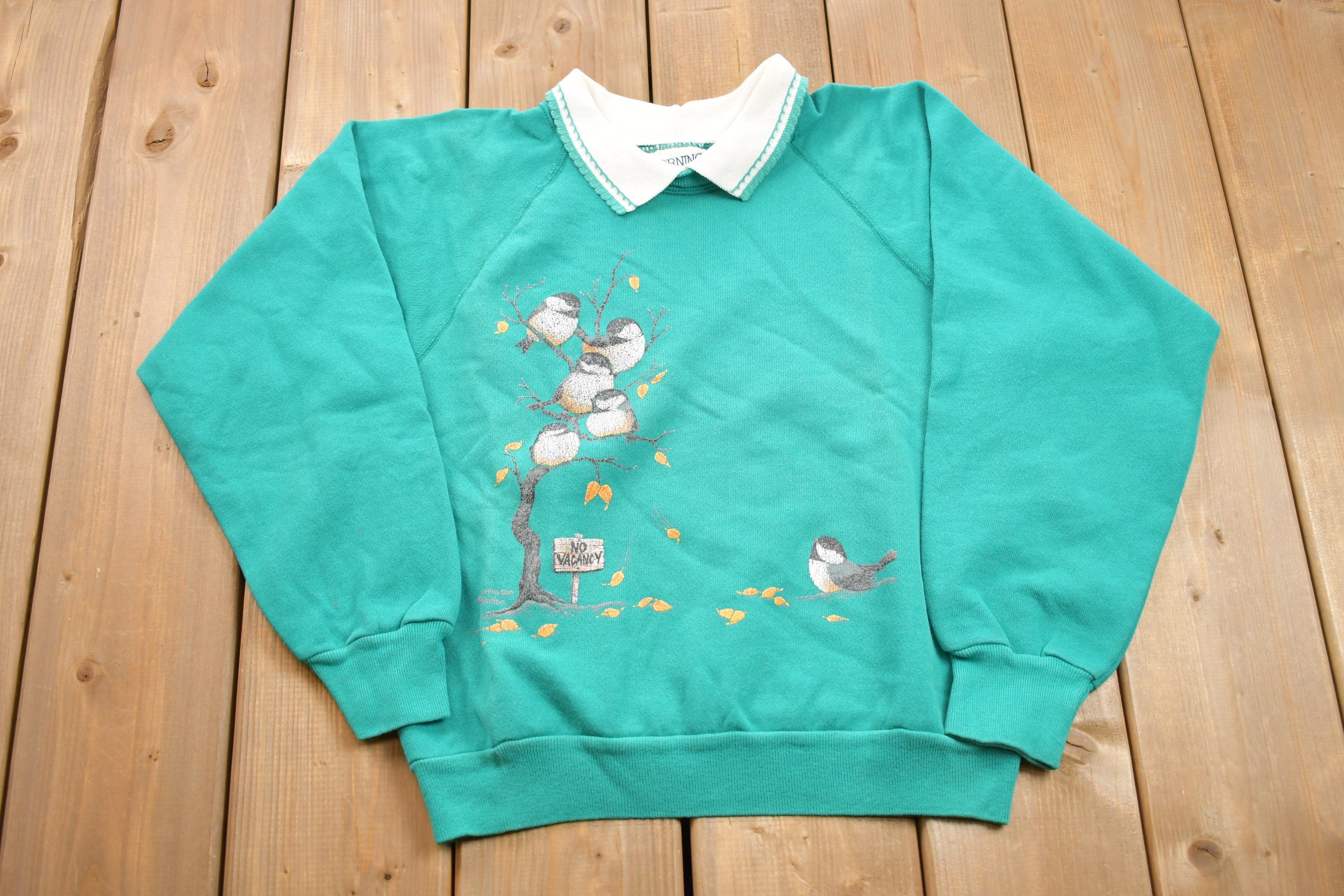 Vintage 1990s Bird Theme Double Collar Crewneck Sweater
