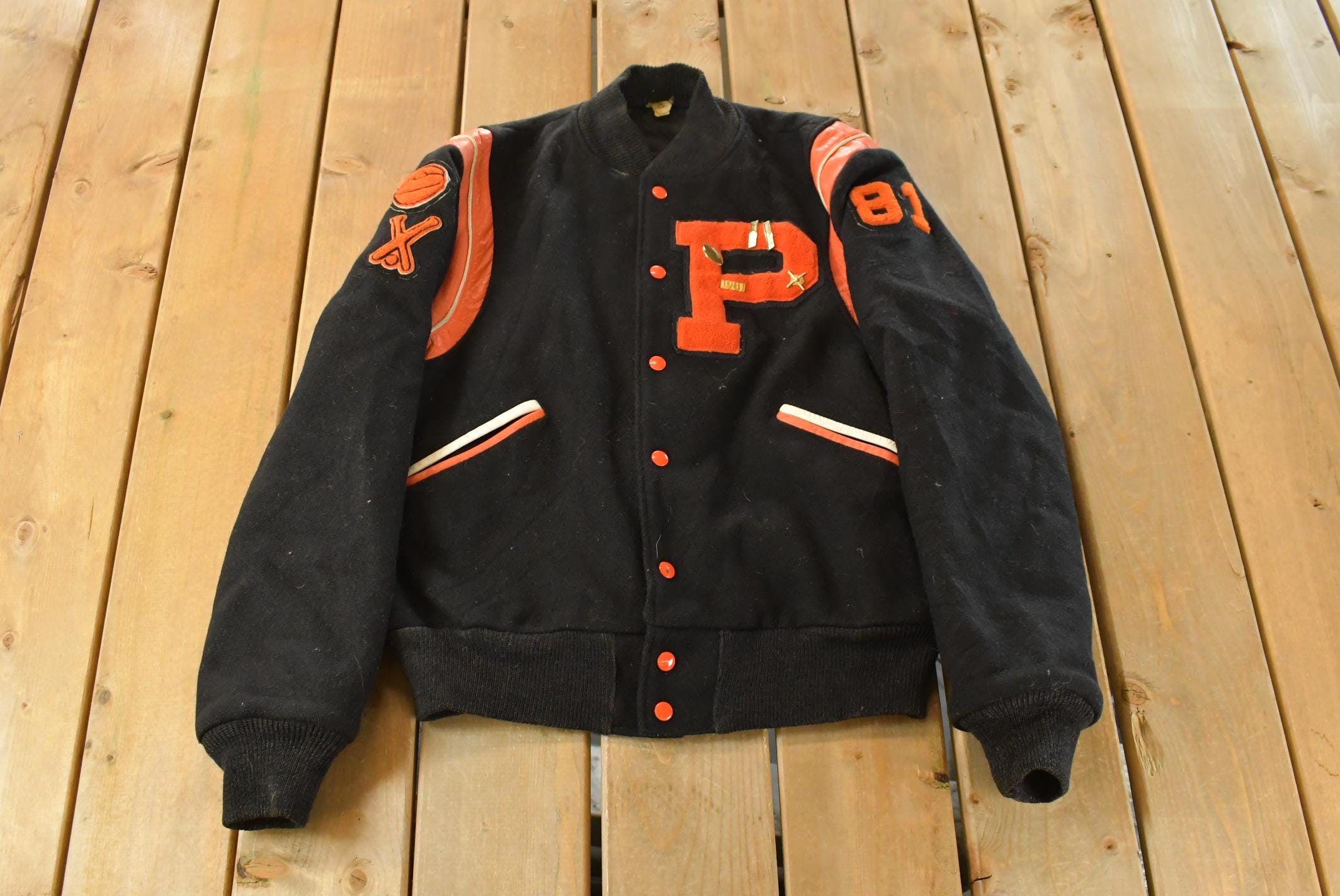 Vintage 1970s Butwin Collegiate Wool Varsity Letterman Jacket Men's Medium