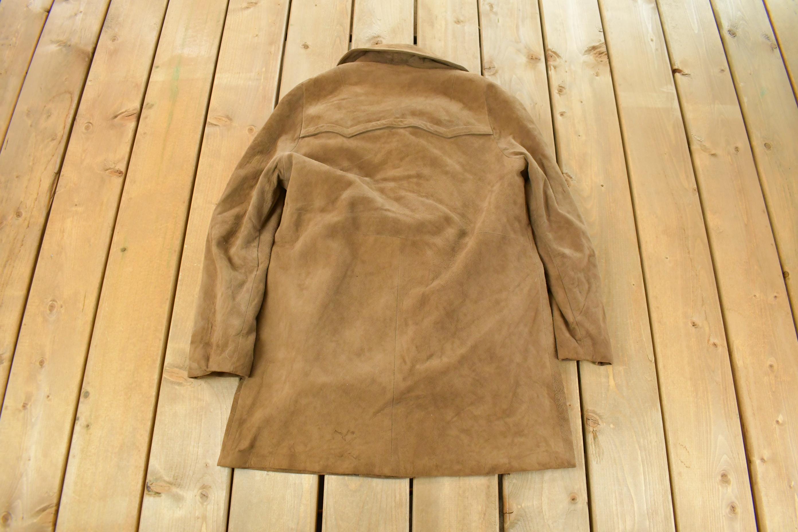 Vintage 1970s Suede Leather Wool Lined Blazer Jacket Women's Medium