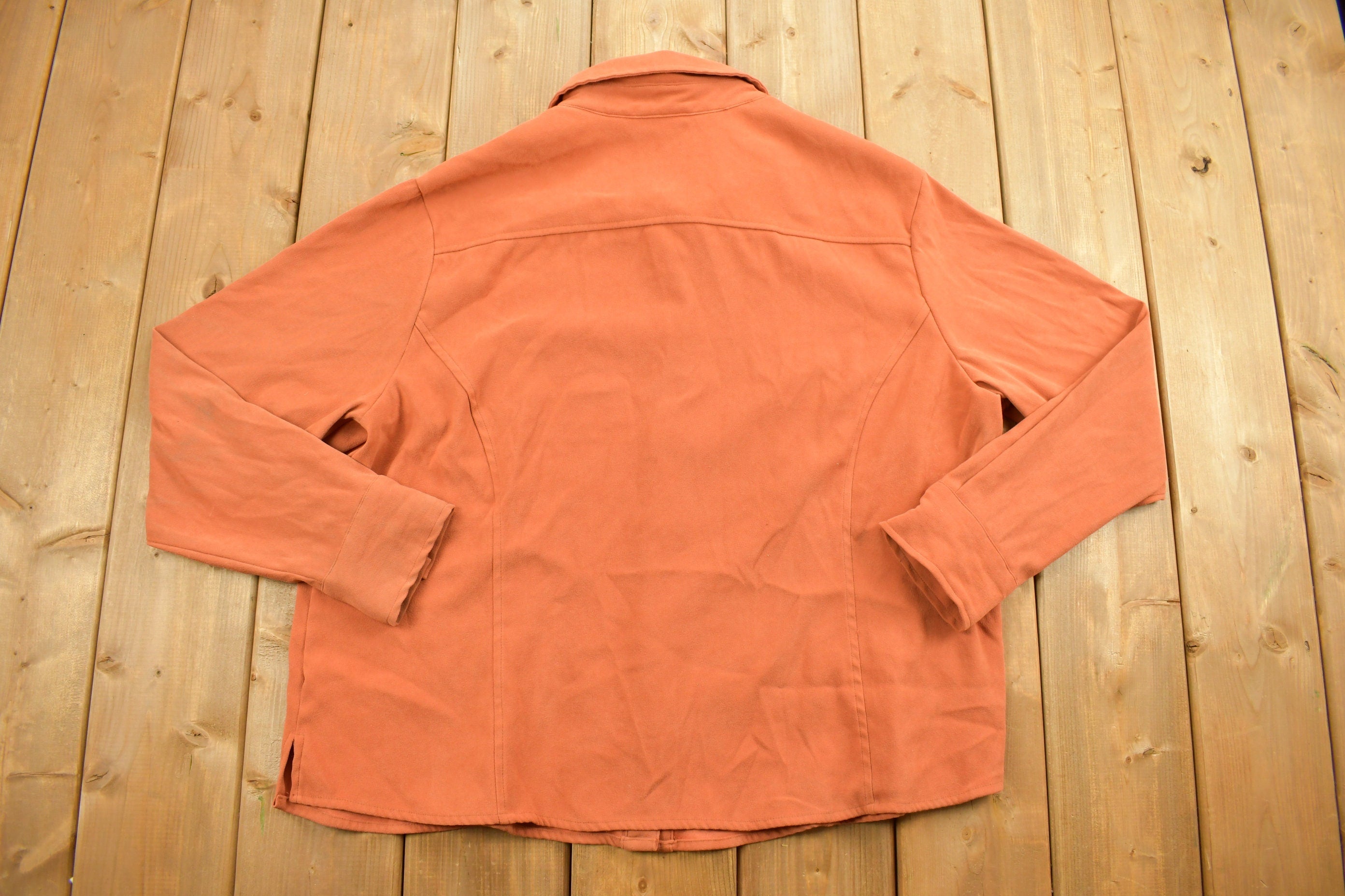 Vintage 1990s Blank Orange Button Up Shirt