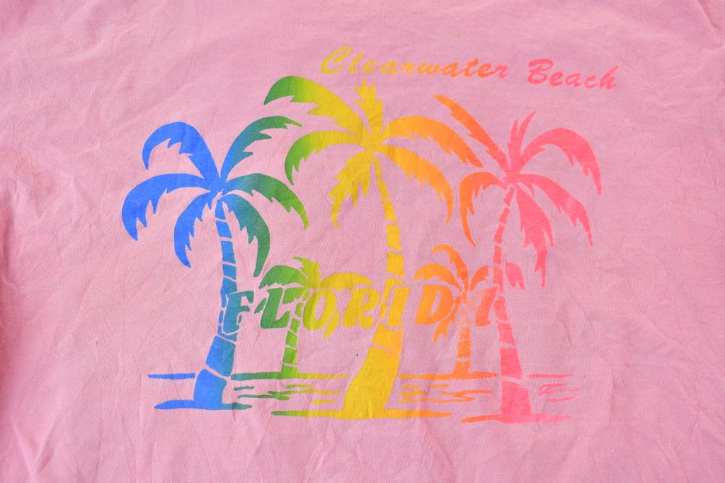 Vintage 1990s Clearwater Beach Florida Colourful Graphic T-Shirt