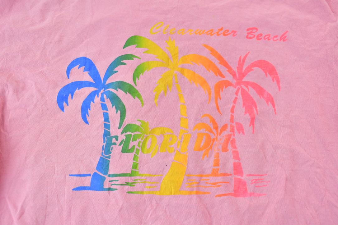 Vintage 1990s Clearwater Beach Florida Colourful Graphic T-Shirt