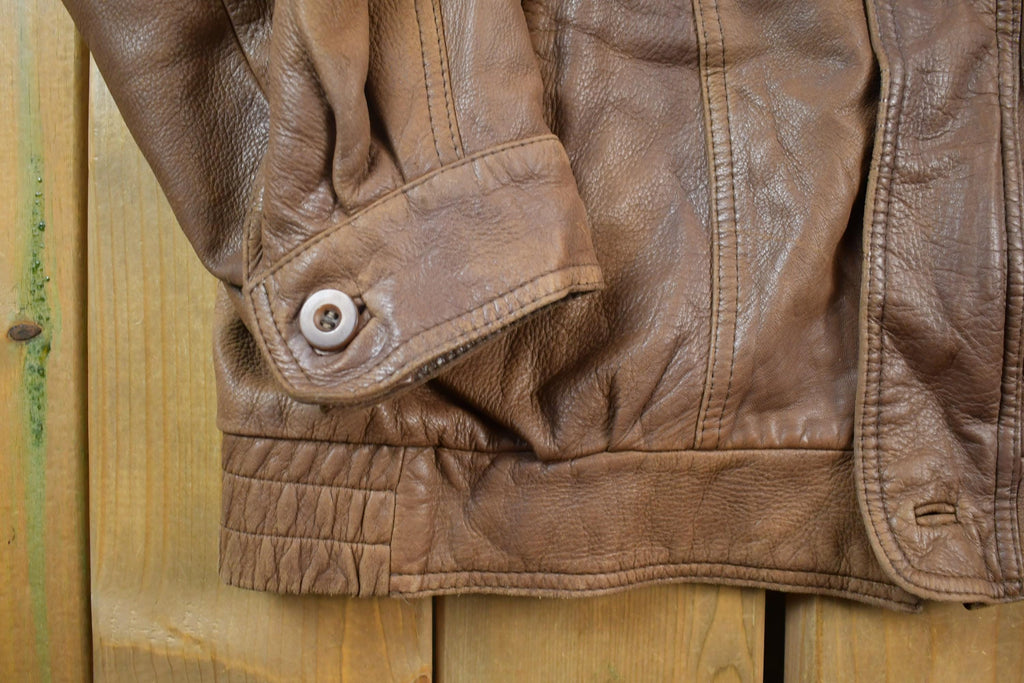 Vintage 1990s Brown Leather Casual Jacket Made In USA