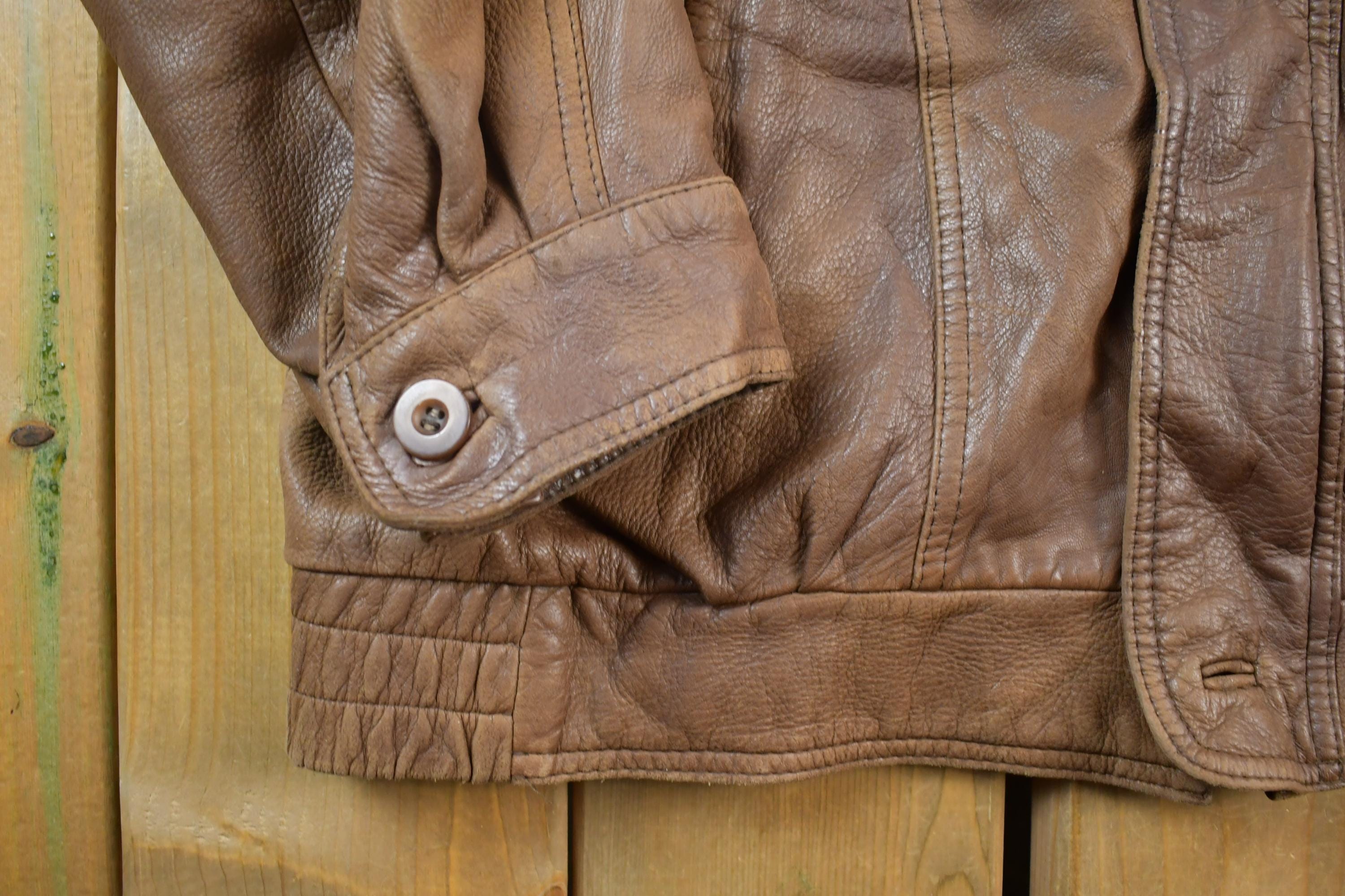 Vintage 1990s Brown Leather Casual Jacket Made In USA