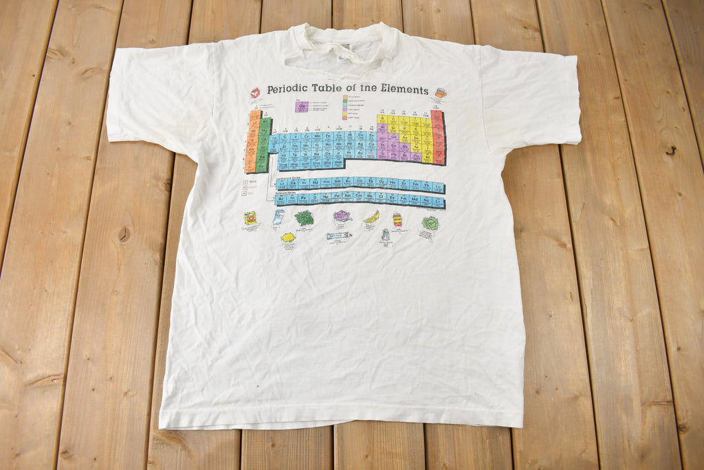 Vintage 1990s Periodic Table Of The Elements Single Stitch Graphic T Shirt Made In USA Size XL