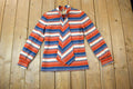 Vintage 1970s Act 3 Crazy Tie Crewneck Zip Back Striped Sweatshirt