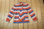 Vintage 1970s Act 3 Crazy Tie Crewneck Zip Back Striped Sweatshirt