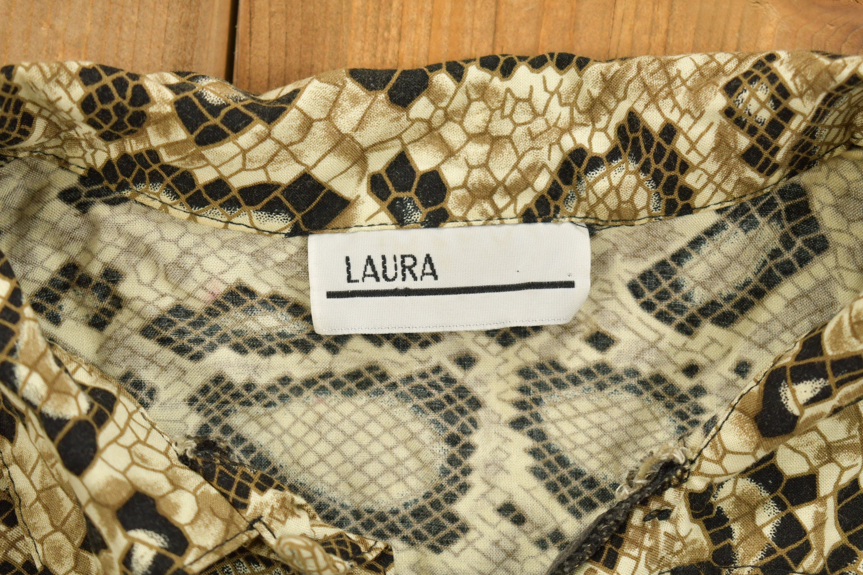 Vintage 1990s All Over Print Snake Style Button Up Shirt