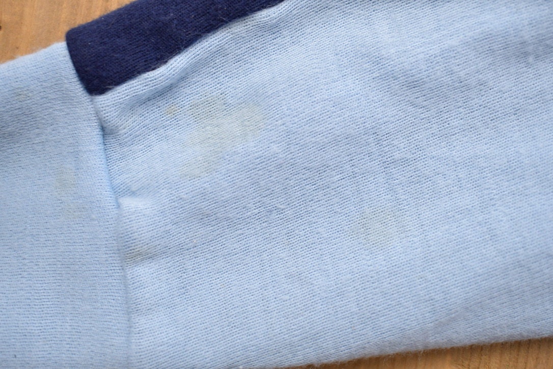Vintage 1990s Blank Blue Colour Block Zip Up Sweatshirt