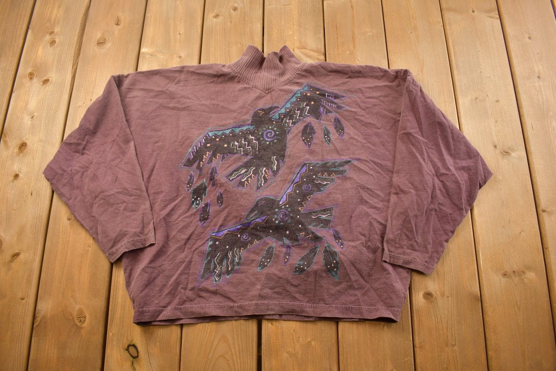 Vintage 1990s Abstract Birds Crewneck Sweatshirt / 90s Crewneck / Made In USA / Streetwear / Abstract Pattern / Vintage Sweater