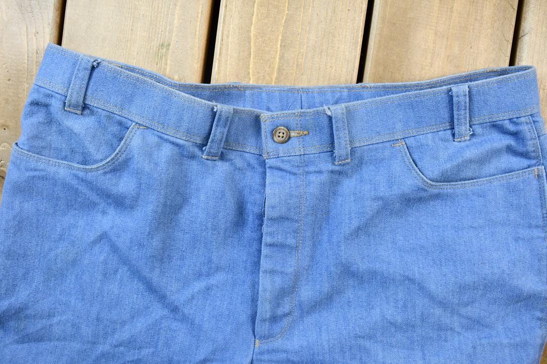 Vintage 1970s Levis Action Slacks Blue Trousers Size 35 x 30