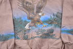 Vintage 1990s Art Unlimited Eagle All Over Print Double Collar Sweatshirt Men's 2XL