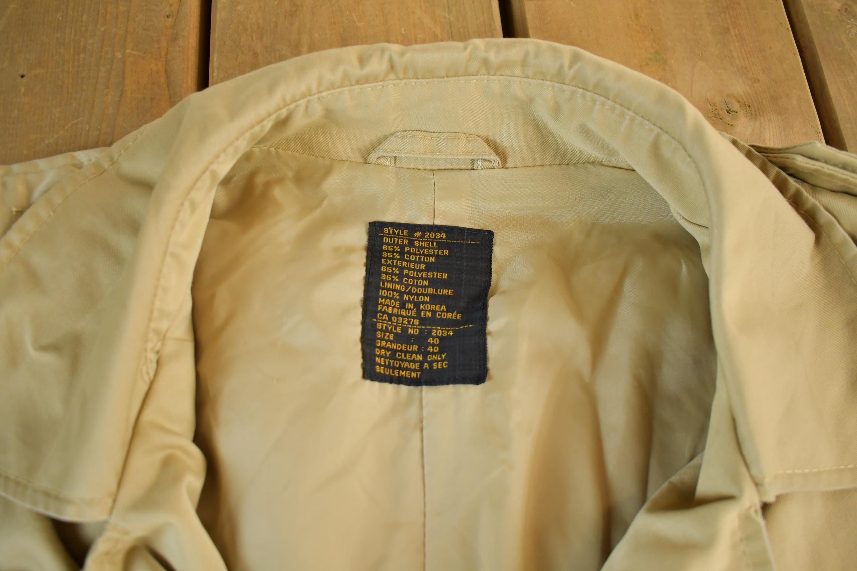 Vintage 1970s 1980s Double Breasted Trench Overcoat Men's Small