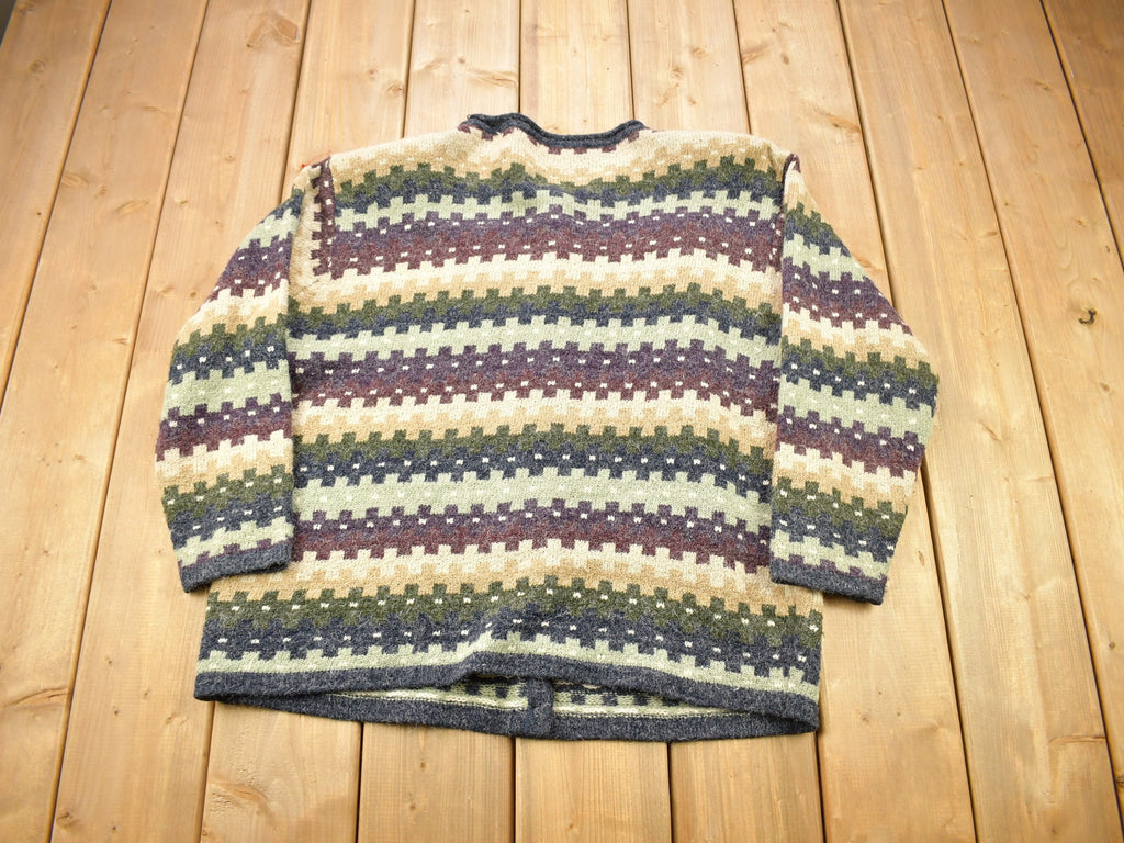 Vintage 1990s Dress Barn Striped Knitted Cardigan Sweater  Vintage Cardigan  Button Up  Cozy Sweater