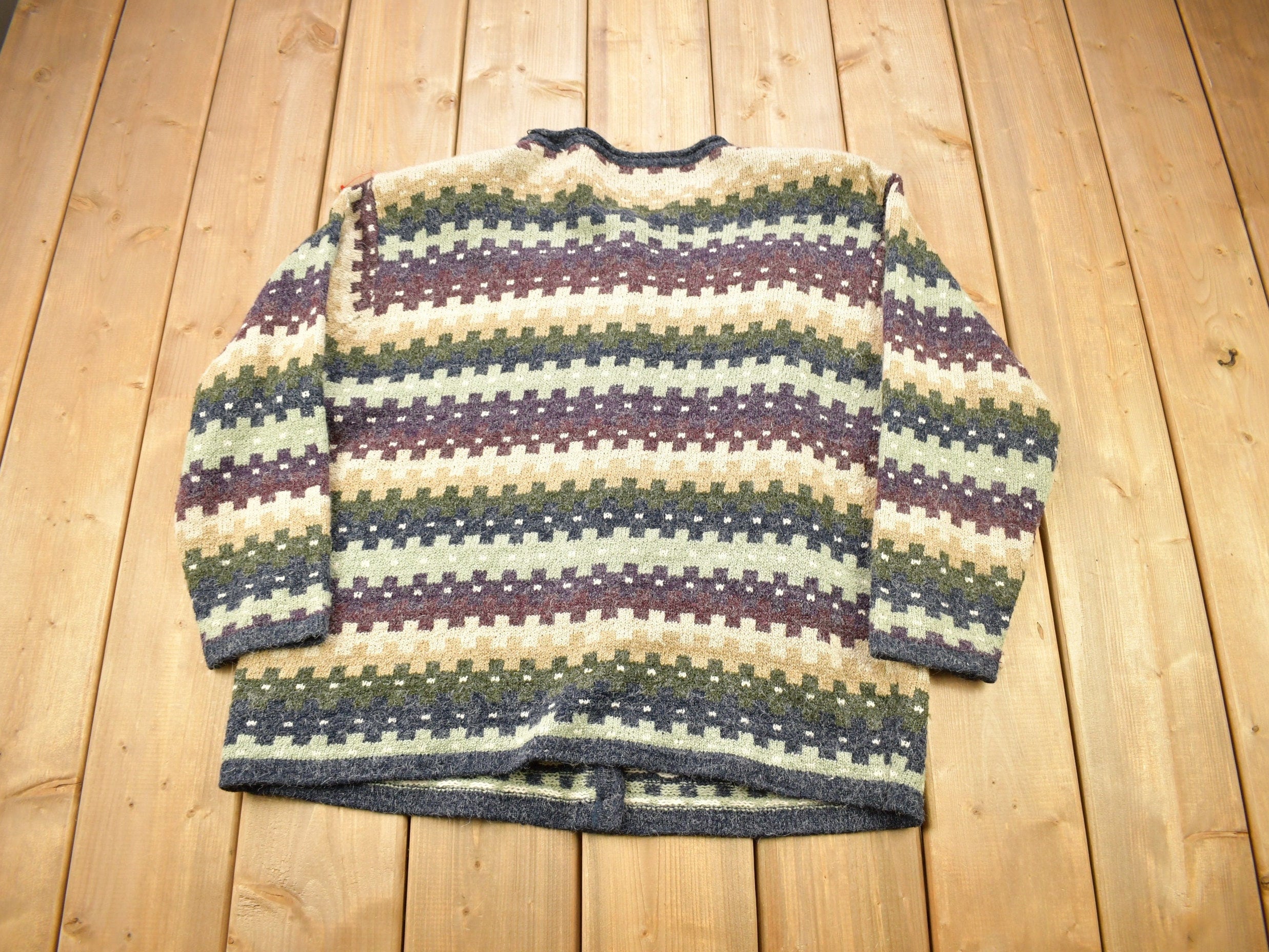 Vintage 1990s Dress Barn Striped Knitted Cardigan Sweater  Vintage Cardigan  Button Up  Cozy Sweater