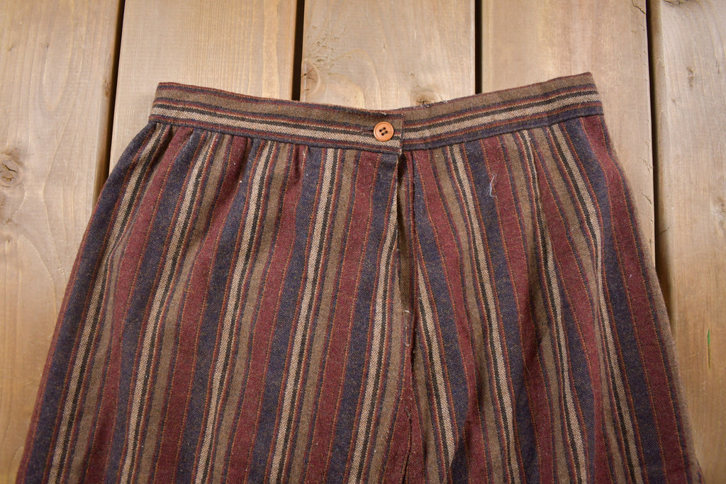 True Vintage 1970's Striped Skirt 26 Inch Waist 29 Inch Length