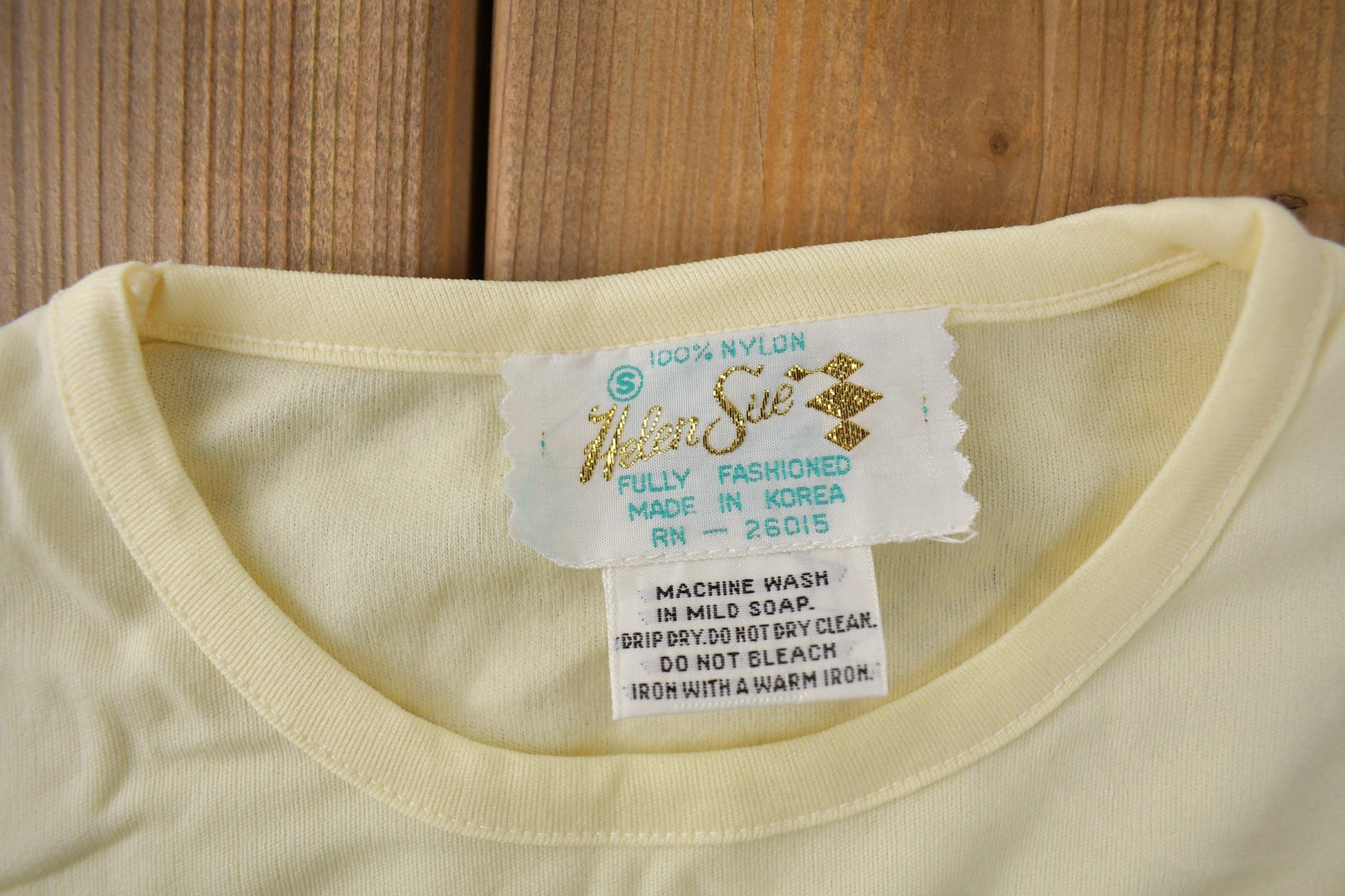 True Vintage 1960s Deadstock Helen Blank Yellow Nylon T Shirt