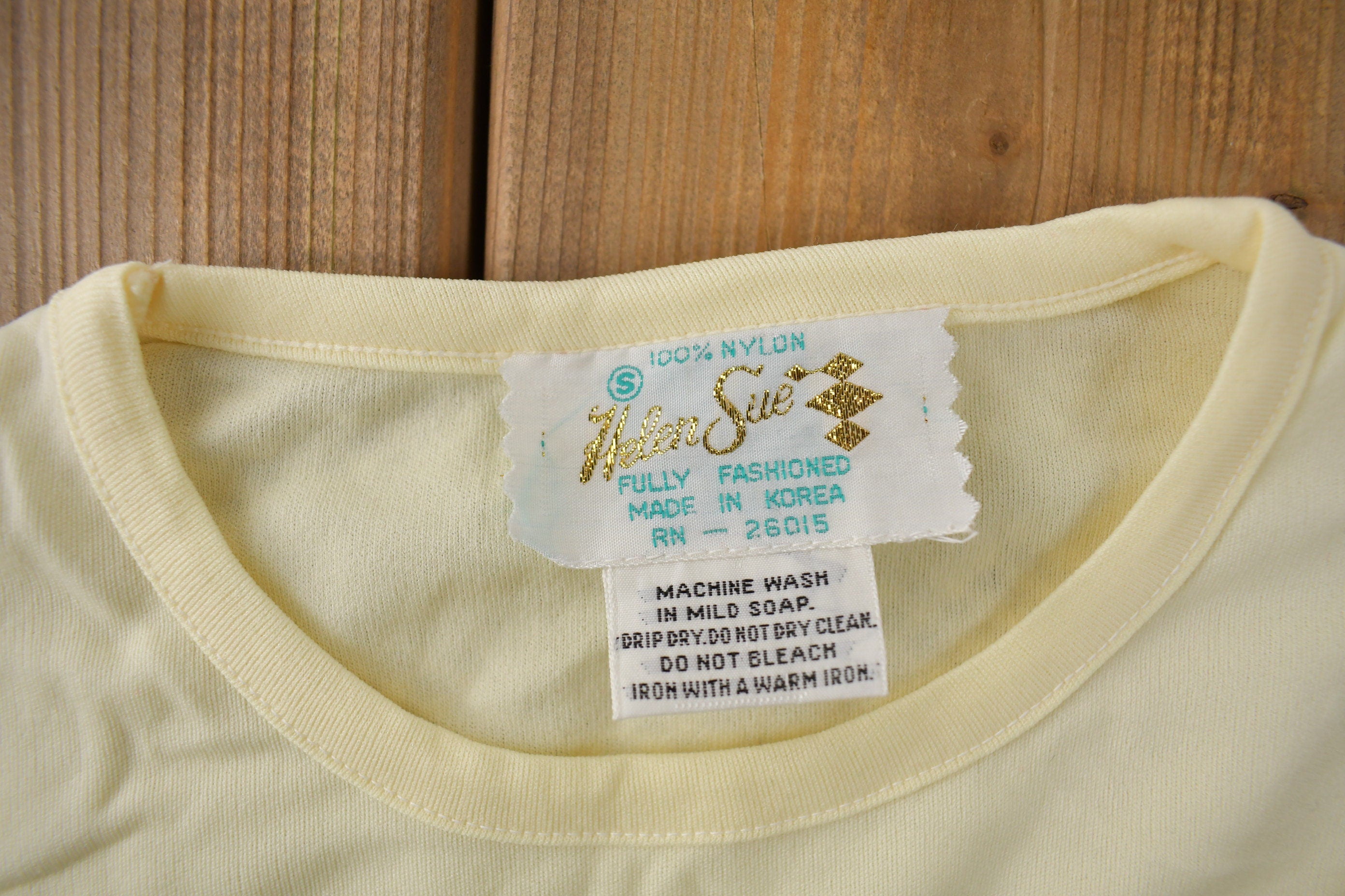 True Vintage 1960s Deadstock Helen Blank Yellow Nylon T Shirt