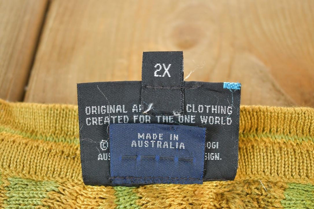 Vintage 1990s Coogi Made In Australia 3D knit 100% Cotton Abstract Pattern Crewneck Sweater