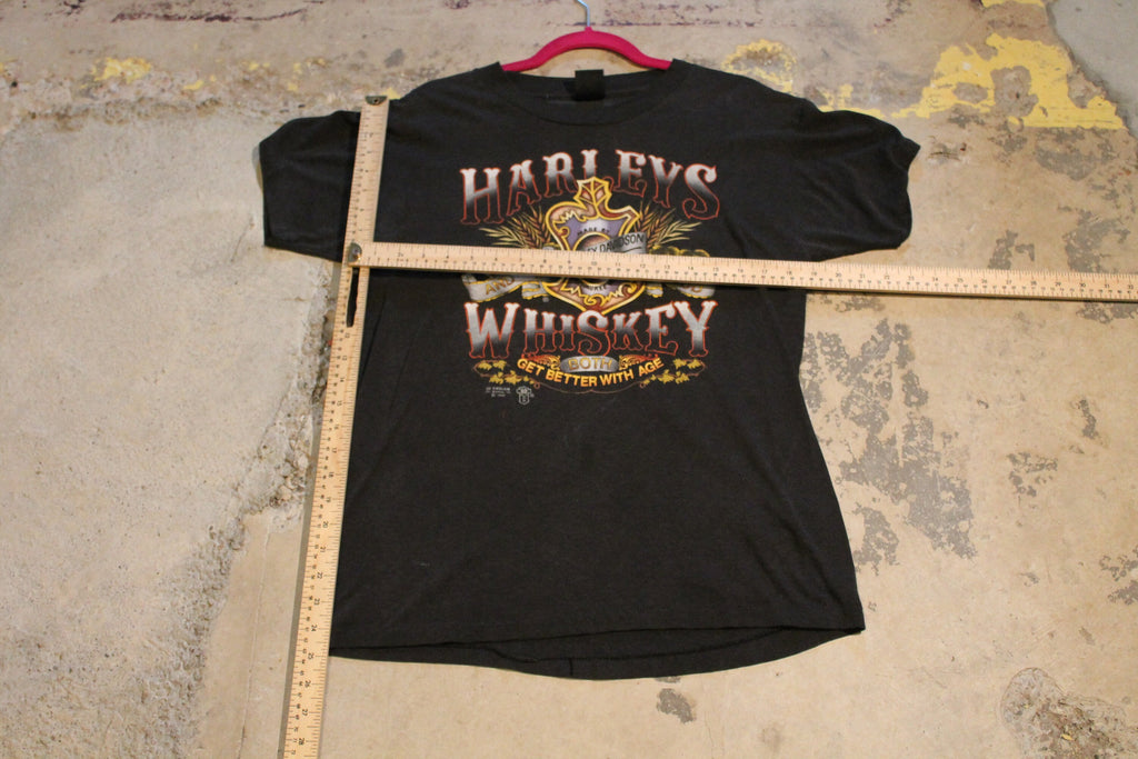 Vintage 1986 Harley Davidson Harley's Whiskey 3D Emblem T Shirt