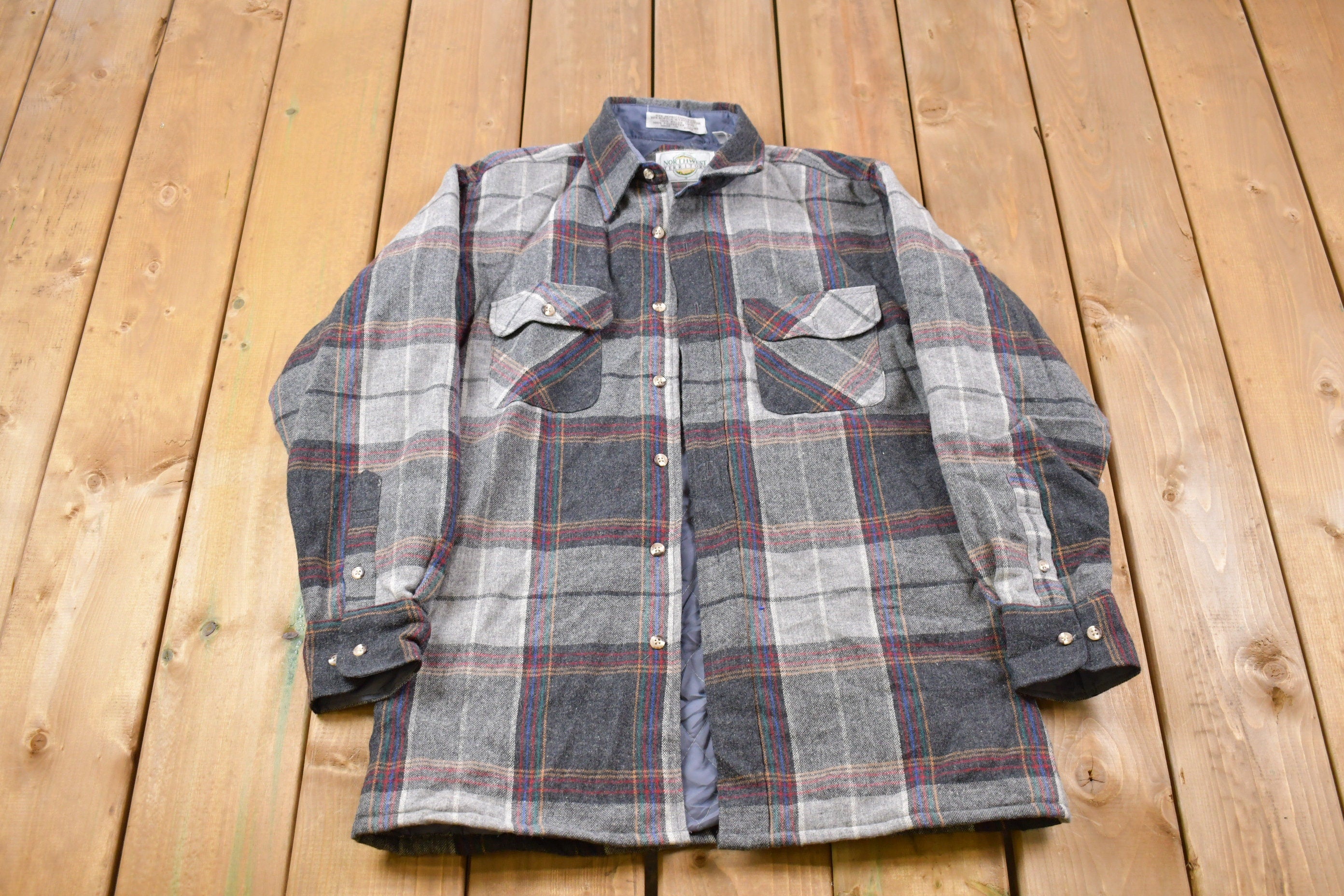 Vintage 1990s Northwest Territory Lined Plaid Button Up Shirt