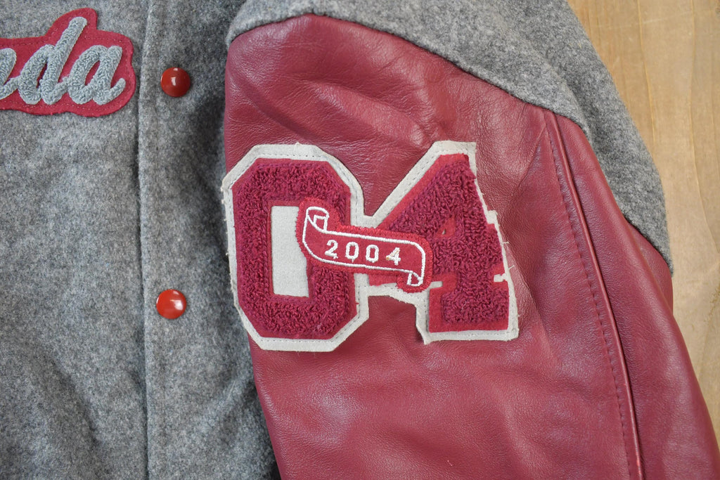 Vintage 2004 Triton Cobras Leather & Wool Varsity Meca Sportswear Amanda Jacket Made In USA