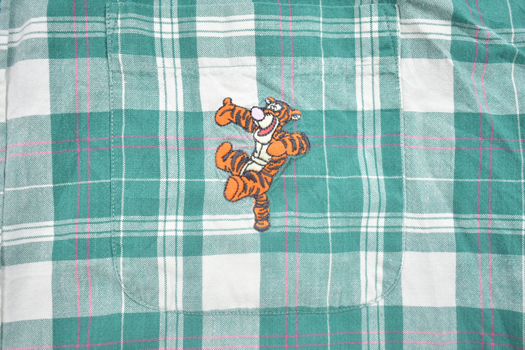 Vintage 1990s Disney Tigger Plaid Button Up T Shirt