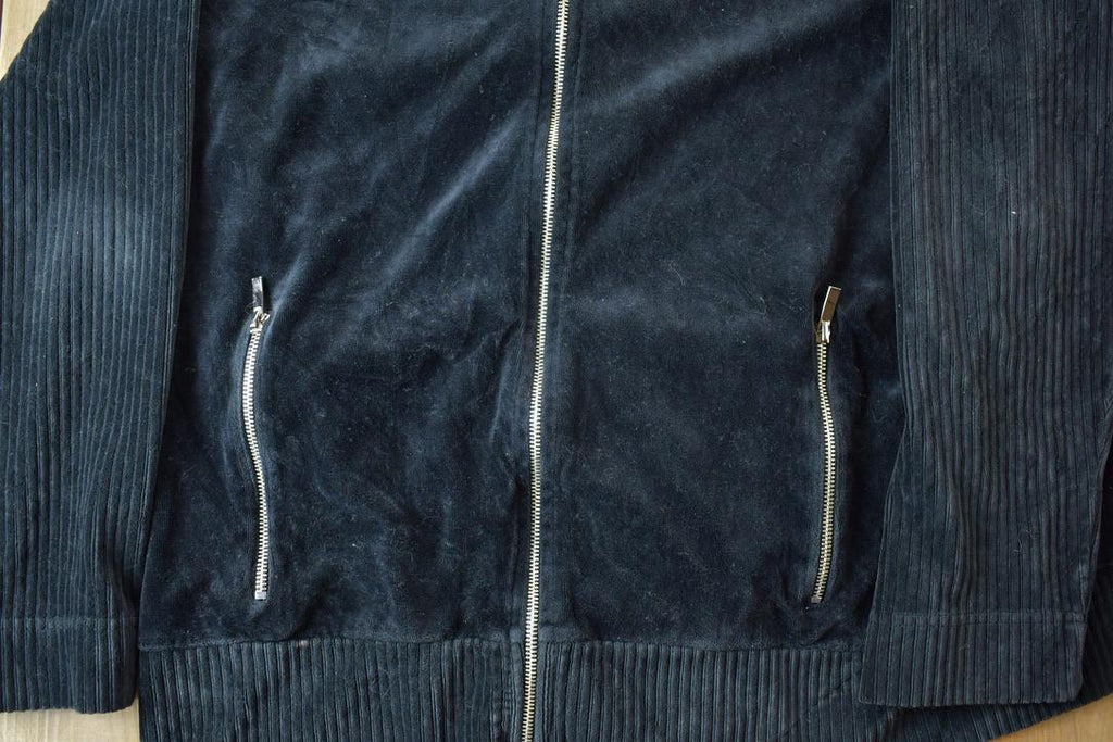 Vintage 1990s Jones New York Knit Velour Zip Up Turtleneck Sweater